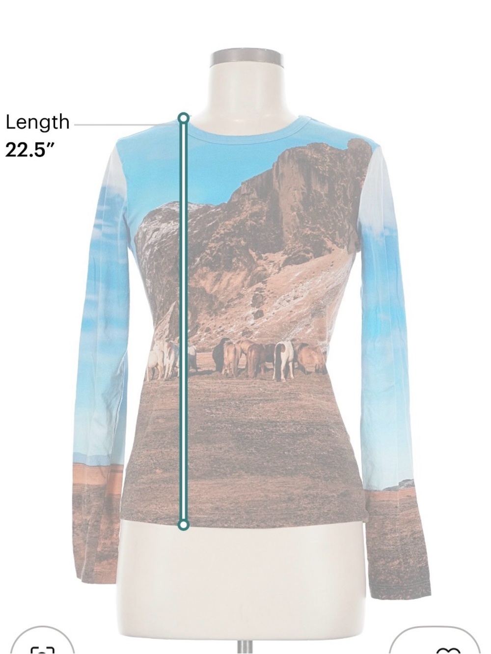 Zara Western Scene Print Long-Sleeve Size M - Picture 3 of 5